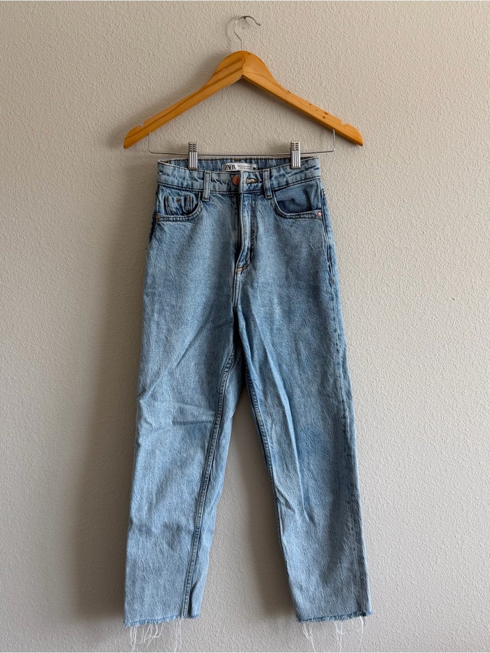 Zara Light Blue High-Rise Straight Jeans